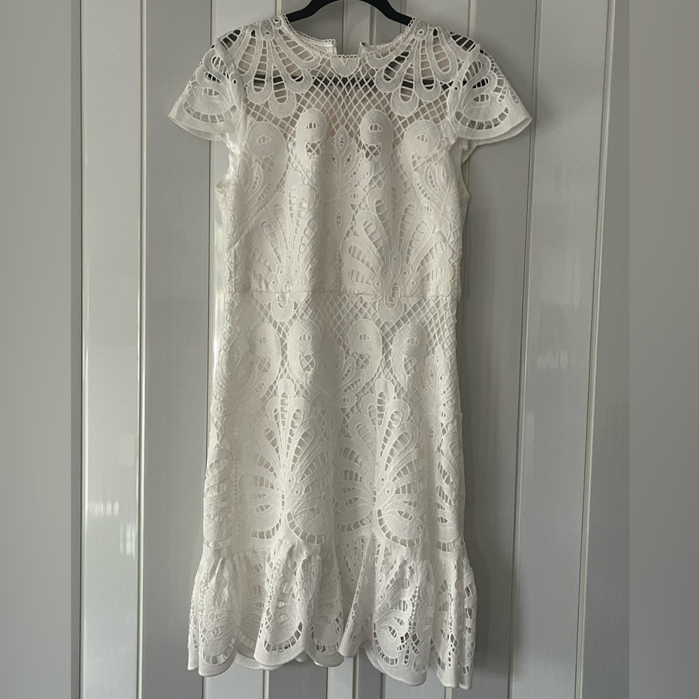 White House Black Market Ecru White Lace Midi Dress 12
